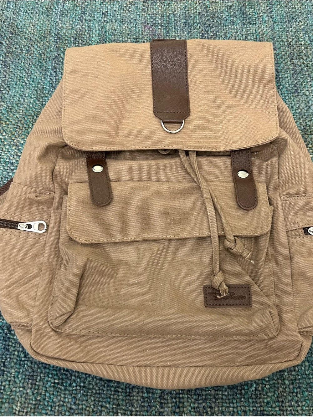 Bella Russo Drawstring Khaki Canvas
Backpack 18"x12"x5" Durable Travel